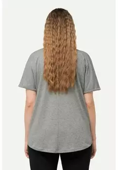 Футболка с принтом GRAPHIC LETTERED SHORT SLEEVE Ulla Popken, цвет Mottled Light Grey