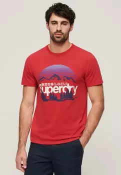 Футболка с принтом GREAT OUTDOORS GRAPHIC Superdry, цвет ferra red marl