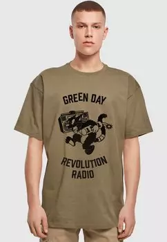 Футболка с принтом GREEN DAY REVOLUTION RADIO Merchcode, оливковый
