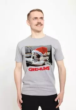Футболка с принтом GREMLINS KEYBOARD Henry Tiger, светло-серый