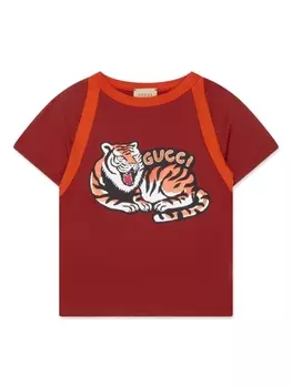 Футболка с принтом Gucci Kids, красный