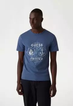 Футболка с принтом Guess, синий