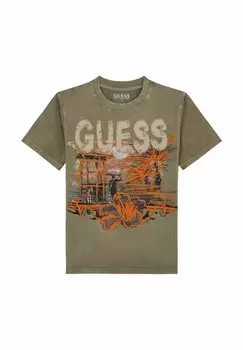 Футболка с принтом Guess, зеленый