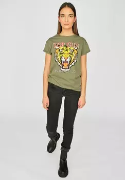 Футболка с принтом GUN TIGERDRUCK TOP GUN, оливковый