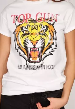 Футболка с принтом GUN TIGERDRUCK TOP GUN, белый