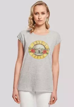 Футболка с принтом GUNS 'N' ROSES BAND VINTAGE CLASSIC LOGO (DISTRESSED) F4NT4STIC, цвет heather grey