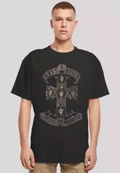 Футболка с принтом GUNS 'N' ROSES HARD ROCK MUSIK BAND F4NT4STIC, черный