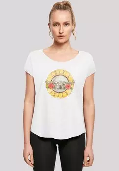 Футболка с принтом GUNS 'N' ROSES VINTAGE LOGO ROCK MUSIC BAND F4NT4STIC, белый