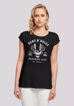 Футболка с принтом GUNS 'N' ROSES WHISKEY LABEL ROCK BAND F4NT4STIC, черный