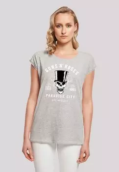 Футболка с принтом GUNS 'N' ROSES WHISKEY LABEL ROCK BAND F4NT4STIC, серый