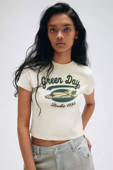 Футболка с принтом H&M, бежевый