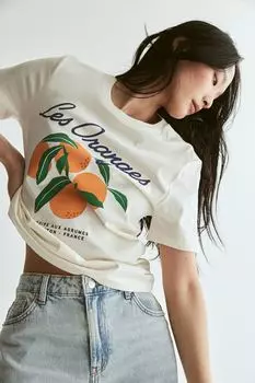 Футболка с принтом H&M, бежевый