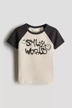 Футболка с принтом H&M, бежевый