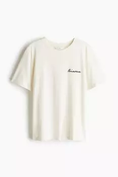 Футболка с принтом H&M, бежевый
