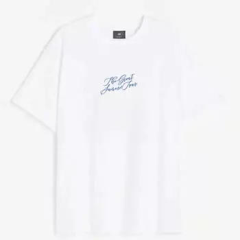 Футболка с принтом H&M Lemon Relaxed Fit, белый