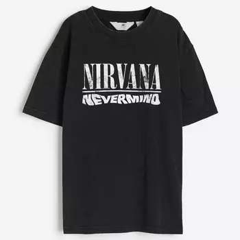 Футболка с принтом H&M Nirvana, черный