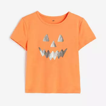 Футболка с принтом H&M Pumpkin, оранжевый/серебристый