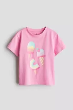 Футболка с принтом H&M, розовый