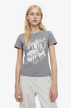 Футболка с принтом H&M, серый