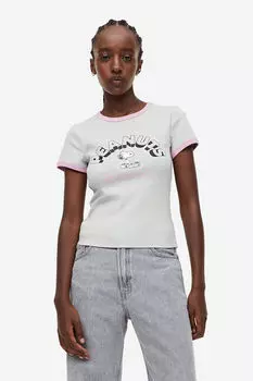 Футболка с принтом H&M, серый