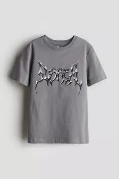 Футболка с принтом H&M, серый