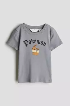 Футболка с принтом H&M, серый