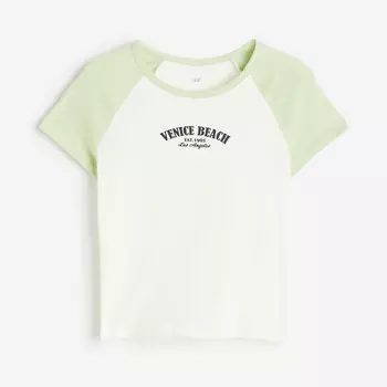 Футболка с принтом H&M Venice Beach, светло-зеленый
