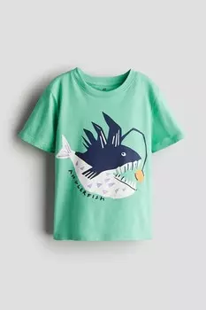 Футболка с принтом H&M, зеленый