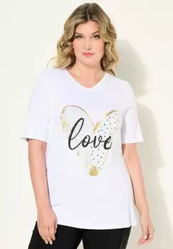 Футболка с принтом HALF-SLEEVE LOVE HEART MIAMODA, белый