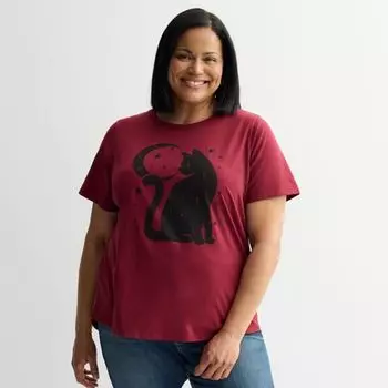 Футболка с принтом «Хэллоуинские иконки» больших размеров Unbranded, цвет maroon