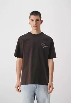 Футболка с принтом Handwritten Logo Unisex PEQUS, коричневый