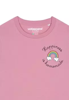 Футболка с принтом HAPPINESS IS HOMEMADE watapparel, светло-розовый