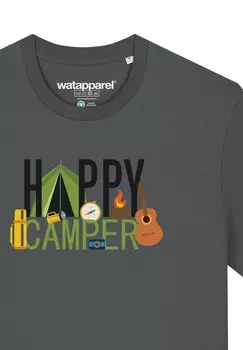 Футболка с принтом HAPPY CAMPER watapparel, антрацит