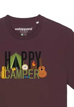 Футболка с принтом HAPPY CAMPER watapparel, темно-красный