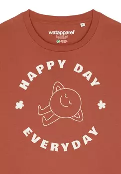 Футболка с принтом HAPPY DAY EVERYDAY watapparel, коричневый