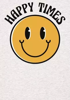 Футболка с принтом HAPPY TIMES SMILEY EMOJI watapparel, цвет Mottled Light Grey