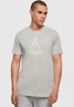 Футболка с принтом HARRY POTTER DEATHLY HALLOWS SYMBOL ABSOLUTE CULT, цвет heather grey
