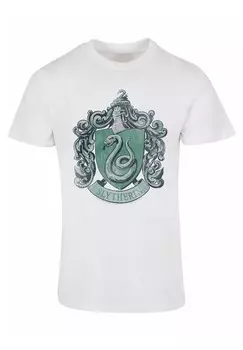 Футболка с принтом HARRY POTTER DISTRESSED SLYTHERIN CREST T ABSOLUTE CULT, белый