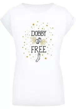 Футболка с принтом HARRY POTTER DOBBY IS FREE F4NT4STIC, белый