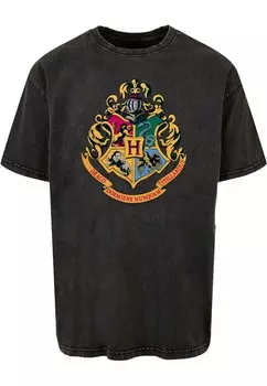 Футболка с принтом HARRY POTTER HOGWARTS CREST ACID WAS ABSOLUTE CULT, черный