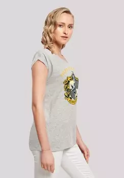 Футболка с принтом HARRY POTTER HUFFLEPUFF CREST F4NT4STIC, серый