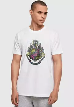 Футболка с принтом Harry Potter Neon Hogwarts Crest ABSOLUTE CULT, белый