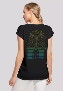 Футболка с принтом HARRY POTTER WINGARDIUM LEVIOSA SPELLS CHARMS F4NT4STIC, черный