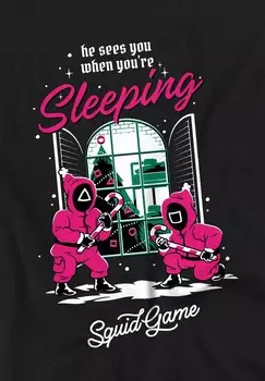 Футболка с принтом HE SEES YOU WHEN YOU'RE SLEEPING Cotton Soul, черный