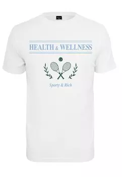 Футболка с принтом HEALTH & WELLNESS TEE Mister Tee, белая