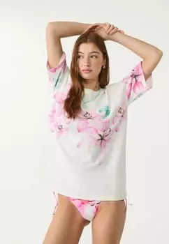 Футболка с принтом HEAVY PRINTED Stradivarius, светло-розовый
