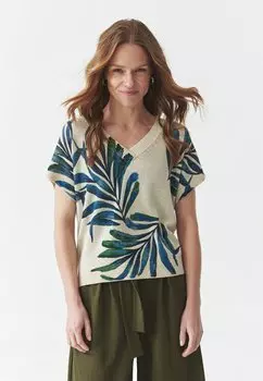 Футболка с принтом HELENA TATUUM, бежевый