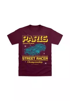 Футболка с принтом Henry Tiger, бургундия