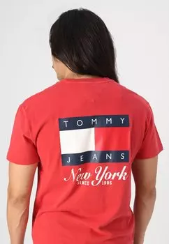 Футболка с принтом HERITAGE FLAG TEE Tommy Jeans, красный