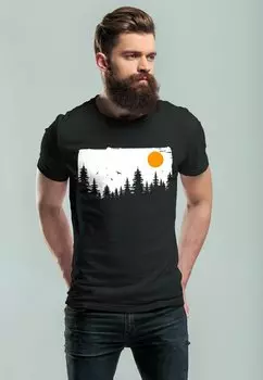Футболка с принтом HERREN T-SHIRT WALD BUME OUTDOOR ADVENTURE ABENTEUER NATUR-LIEBHABER FASHION STREETSTYLE NEVERLESS, цвет schwarz
